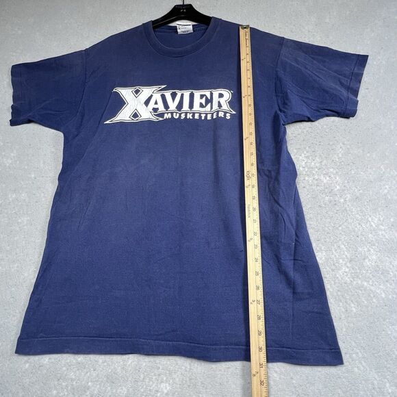 Xavier Musketeers Short Sleeve T-Shirt Men XL Blue College Single Stitc Made USA - Picture 8 of 13